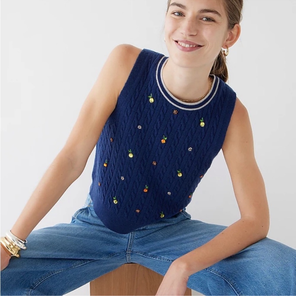 J Crew Cashmere Embellished Sweater Shell